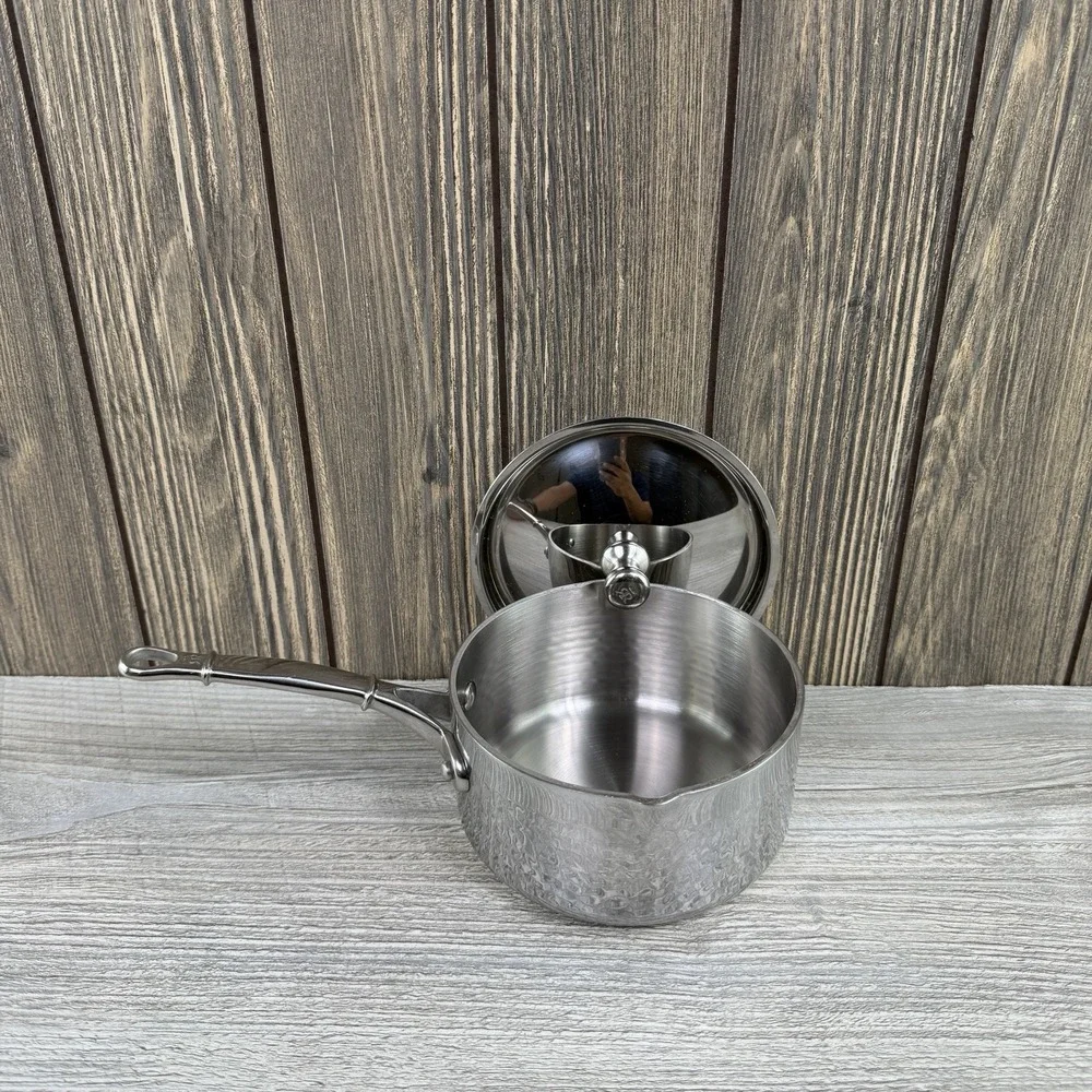 Ruffoni Symphonia Prima 1.5Qt Hammered Stainless Steel Saucepan w/Lid Italy 16cm